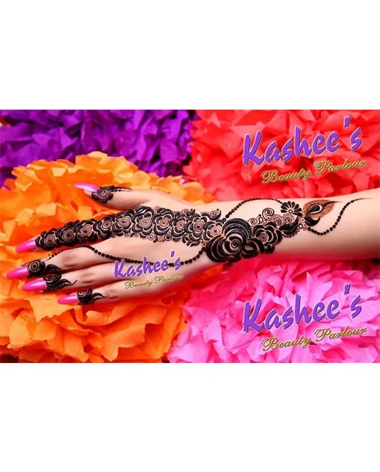 Refined Tendril Back Hand Mehndi Design Placement
